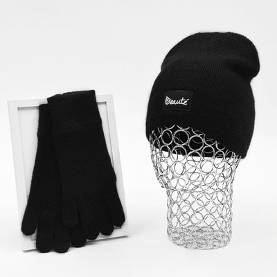 Комплект жіночий зимовий ангора з вовною (шапка+рукавички) ODYSSEY 55-58 см Чорний 13336 - 4062 13336 - 4062 фото