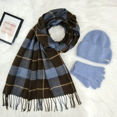 Комплект жіночий зимовий ангоровий на флісі (шапка+шарф+рукавички) ODYSSEY 57-59 см джинс 13223 - 8061 - 4216 кливия фото