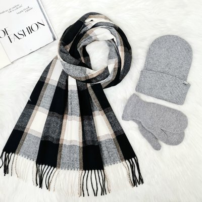 Комплект жіночий зимовий ангора з вовною (шапка+шарф+рукавиці) ODYSSEY 56-59 см сірий 12532 - 8064 - 4110 блейк фото