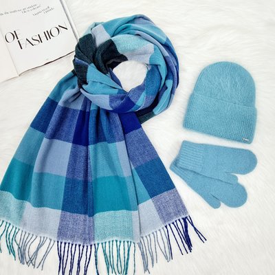 Комплект жіночий зимовий ангоровий на флісі (шапка+шарф+рукавиці) ODYSSEY 55-58 см різнокольоровий 12646 - 8045 - 4146 нильс фото