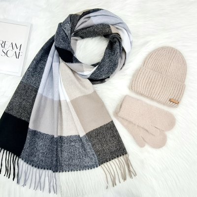 Комплект жіночий зимовий ангоровий (шапка+шарф+рукавиці) ODYSSEY 55-58 см бежевий 13177 - 1080 - 4225 стоун фото
