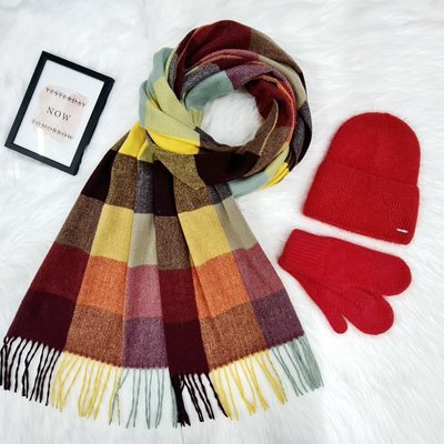 Комплект жіночий зимовий ангоровий на флісі (шапка+шарф+рукавиці) ODYSSEY 55-58 см червоний 12642 - 8024 - 4228 нильс фото
