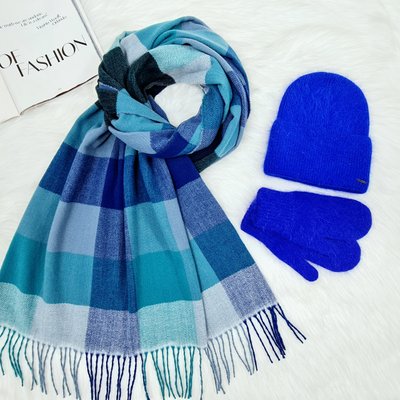 Комплект жіночий зимовий ангоровий на флісі (шапка+шарф+рукавиці) ODYSSEY 55-58 см різнокольоровий 12912 - 8045 - 4128 нильс фото