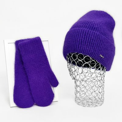 Комплект жіночий зимовий ангоровий на флісі (шапка+рукавиці) ODYSSEY 55-58 см Фіолетовий 12835 - 4229 12835 - 4229 фото