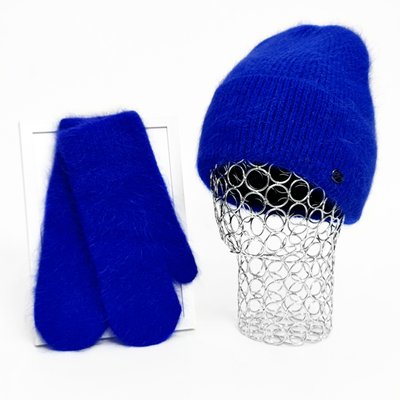 Комплект жіночий зимовий ангоровий на флісі (шапка+рукавиці) ODYSSEY 55-58 см Синій 12746 - 4128 12746 - 4128 фото