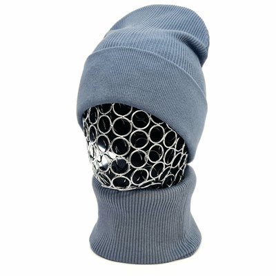Комплект жіночий демісезонний котоновий шапка+шарф-снуд Odyssey 55-57 см сіро-блакитний 12366 - 12680 Куба комплект фото
