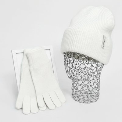 Комплект жіночий зимовий ангора з вовною на флісі (шапка+рукавички) ODYSSEY 57-59 см Білий 12970 - 4000 12970 - 4000 фото