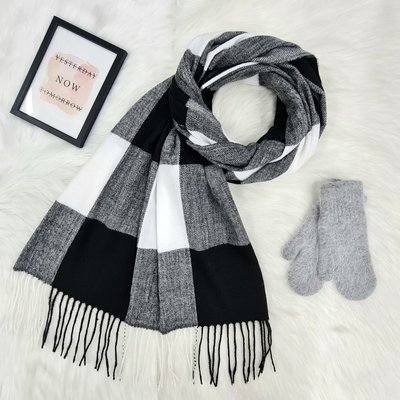Комплект жіночий зимовий (шарф+рукавиці) M&JJ One size Сірий + чорний 1119 - 4220 1119 - 4220 фото