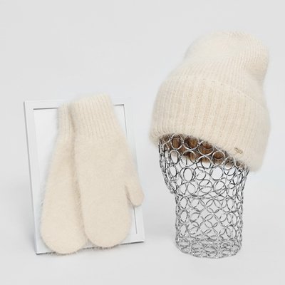 Комплект жіночий зимовий ангоровий (шапка+рукавиці) ODYSSEY 55-58 см Кремовий 12125 - 4148 12125 - 4148 фото
