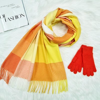 Комплект жіночий зимовий (шарф+рукавички) M&JJ One size жовтий-помаранчевий 1145 - 4088 1145 - 4088 фото