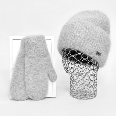 Комплект жіночий зимовий ангоровий на флісі (шапка+рукавиці) ODYSSEY 57-60 см Сірий 13257 - 4131 13257 - 4131 фото