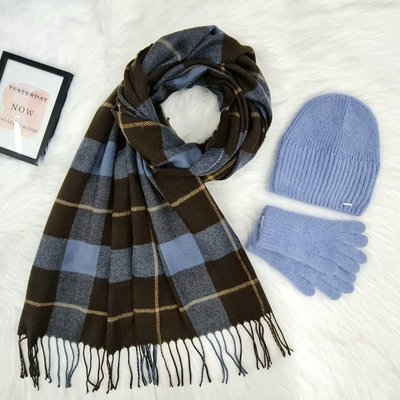 Комплект жіночий зимовий ангоровий на флісі (шапка+шарф+рукавички) ODYSSEY 55-58 см джинс 13488 - 8061 - 4216 юкка фото