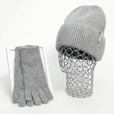 Комплект жіночий зимовий ангора з вовною на флісі (шапка+рукавички) ODYSSEY 57-59 см Сірий 12972 - 4002 12972 - 4002 фото