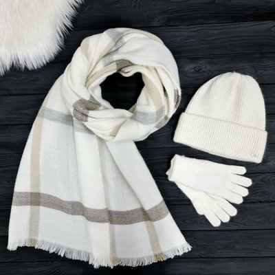 Комплект жіночий зимовий ангора з вовною на флісі (шапка+шарф+рукавички) ODYSSEY 56-58 см білий 12702 - 8131 - 4000 джейд фото