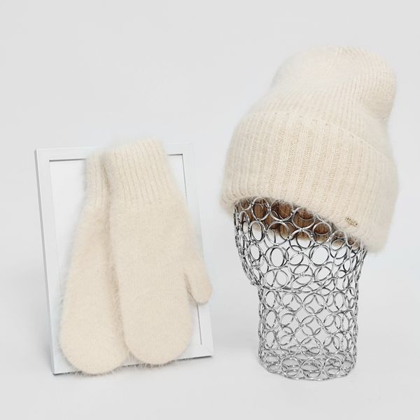 Комплект жіночий зимовий ангоровий (шапка+шарф+рукавиці) ODYSSEY 56-58 см різнокольоровий 12125 - 8008 - 4148 брюле фото