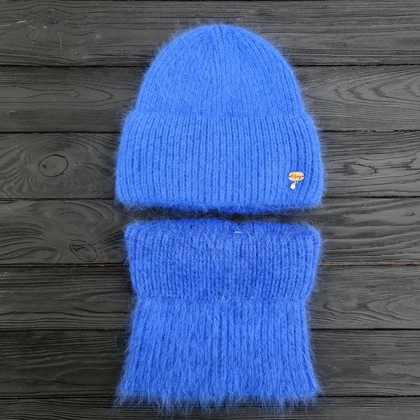 Комплект жіночий зимовий ангоровий на флісі (шапка+бафф+рукавички) ODYSSEY 56-59 см Синій 13876 - 13003 - 4187 13876 - 13003 - 4187 фото