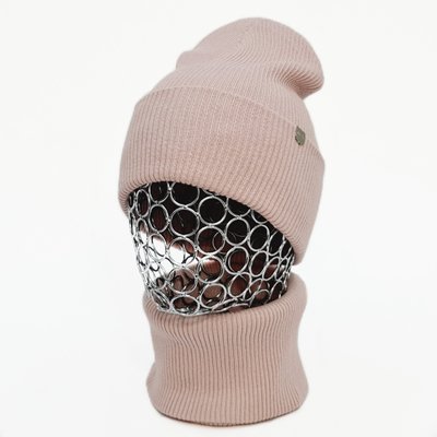 Комплект жіночий демісезонний котоновий шапка+шарф-снуд Odyssey 56-58 см перламутровий 13188 - 12697 одри комплект фото