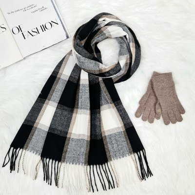 Комплект жіночий зимовий (шарф+рукавички) M&JJ One size сепія + сірий 8064 - 4119 8064 - 4119 фото