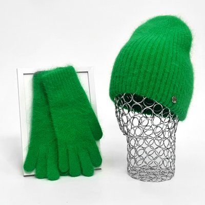 Комплект жіночий зимовий ангоровий (шапка+рукавички) ODYSSEY 55-58 см Зелений 13429 - 4200 13429 - 4200 фото