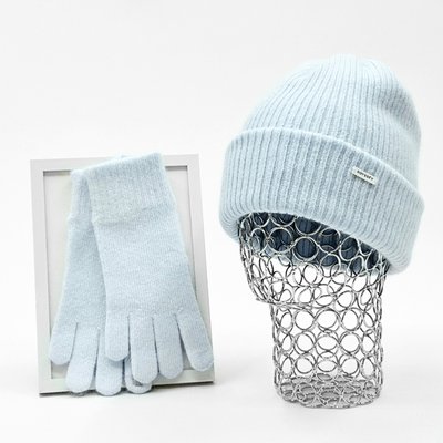 Комплект жіночий зимовий ангора з вовною (шапка+рукавички) ODYSSEY 56-60 см Блакитний 13826 - 4170 13826 - 4170 фото