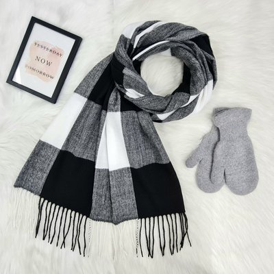 Комплект жіночий зимовий (шарф+рукавиці) M&JJ One size СІрий + чорний 1119 - 4110 1119 - 4110 фото