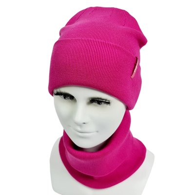 Комплект жіночий демісезонний віскозний шапка+шарф-снуд Odyssey 56-59 см фуксія 12728 - 12663 динго комплект фото