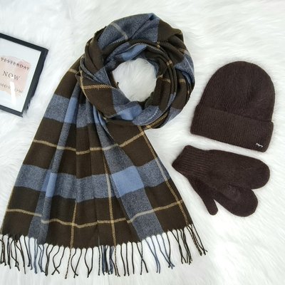 Комплект женский зимний ангоровый на флисе (шапка+шарф+варежки) ODYSSEY 55-58 см шоколадный 12828 - 8061 - бристоль фото