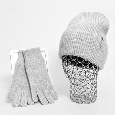 Комплект жіночий зимовий ангора з вовною на флісі (шапка+рукавички) ODYSSEY 57-59 см Сірий 12971 - 4001 12971 - 4001 фото