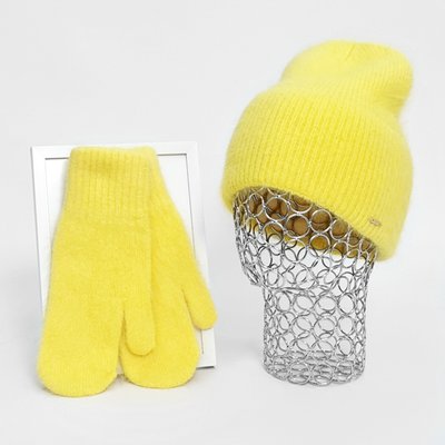 Комплект жіночий зимовий ангоровий на флісі (шапка+рукавиці) ODYSSEY 55-58 см Жовтий 12638 - 4129 12638 - 4129 фото