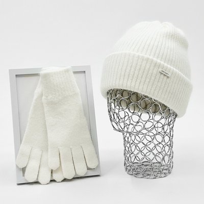 Комплект жіночий зимовий ангора з вовною (шапка+рукавички) ODYSSEY 56-60 см Білий 13834 - 4000 13834 - 4000 фото