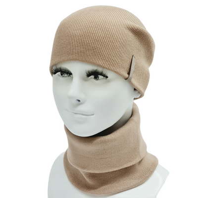 Комплект чоловічий демісезонний віскозний (шапка+шарф-снуд) Odyssey 56-59 см бежевий 12885 - 12602 12885 - 12602 фото