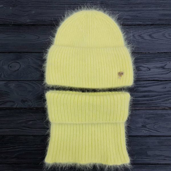 Комплект жіночий зимовий ангоровий на флісі (шапка+бафф) ODYSSEY 56-59 см Жовтий 13889 - 13080 13889 - 13080 фото