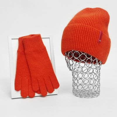Комплект женский зимний ангора з с шерстью на флисе (шапка+перчатки) ODYSSEY 57-59 см Оранжевый 12980 - 4088 12980 - 4088 фото