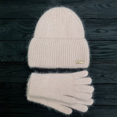 Комплект жіночий зимовий ангоровий (шапка+рукавички) ODYSSEY 56-58 см Бежевий 13916 - 4191 13916 - 4191 фото