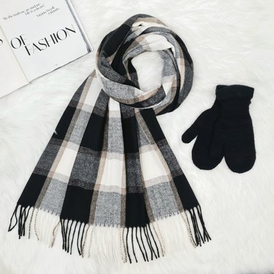 Комплект женский зимний (шарф+перчатки) M&JJ One size черный + серый 8064 - 4106 8064 - 4106 фото
