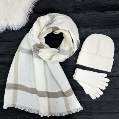 Комплект жіночий зимовий ангора з вовною (шапка+шарф+рукавички) ODYSSEY 56-58 см білий 13722 - 8131 - 4000 мак комплект фото