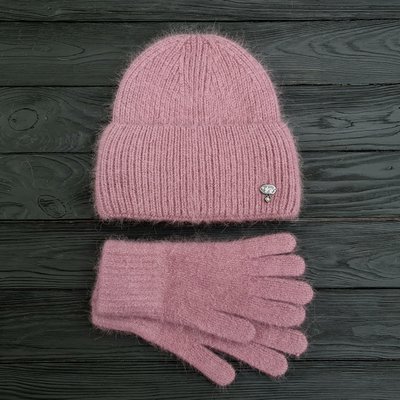 Комплект жіночий зимовий ангоровий на флісі (шапка+рукавички) ODYSSEY 56-59 см Цикламен 13893 - 4218 13893 - 4218 фото