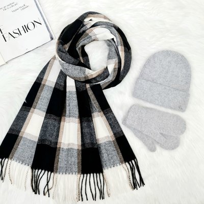 Комплект жіночий зимовий ангоровий на флісі (шапка+шарф+рукавиці) ODYSSEY 55-58 см сірий 12838 - 8064 - 4131 бристоль фото