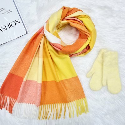 Комплект женский зимний (шарф+варежки) M&JJ One size желтый 1145 - 4231 1145 - 4231 фото