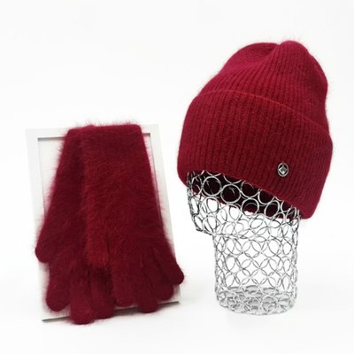 Комплект жіночий зимовий ангоровий (шапка+рукавички) ODYSSEY 56-58 см Рубіновий 13574 - 4190 13574 - 4190 фото