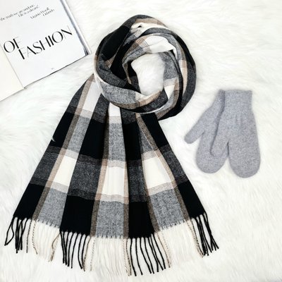 Комплект женский зимний (шарф+варежки) M&JJ One size Серый + черный 8064 - 4105 8064 - 4105 фото