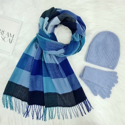 Комплект жіночий зимовий ангоровий на флісі (шапка+шарф+рукавички) ODYSSEY 55-58 см джинс 13488 - 8045 - 4216 юкка фото