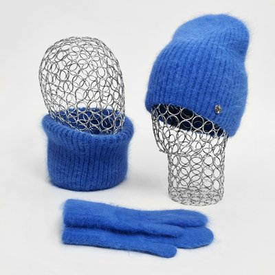 Комплект жіночий зимовий ангоровий (шапка+бафф+рукавиці) ODYSSEY 55-58 см Синій 13416 - 13003 - 4122 13416 - 13003 - 4122 фото