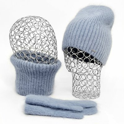 Комплект жіночий зимовий ангоровий (шапка+бафф+рукавиці) ODYSSEY 55-58 см Джинс 12203 - 13126 - 4147 12203 - 13126 - 4147 фото