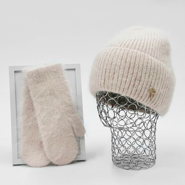 Комплект жіночий зимовий ангоровий на флісі (шапка+рукавиці) ODYSSEY 56-59 см Бежевий 13880 - 4191 13880 - 4191 фото