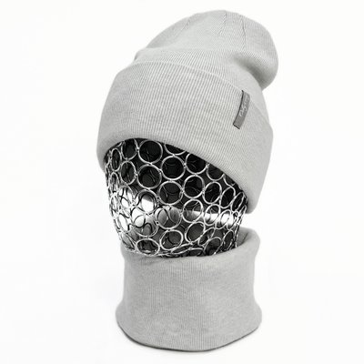 Комплект жіночий демісезонний віскозний шапка+шарф-снуд Odyssey 56-59 см світло-сірий 12444 - 12598 челентано комплект фото