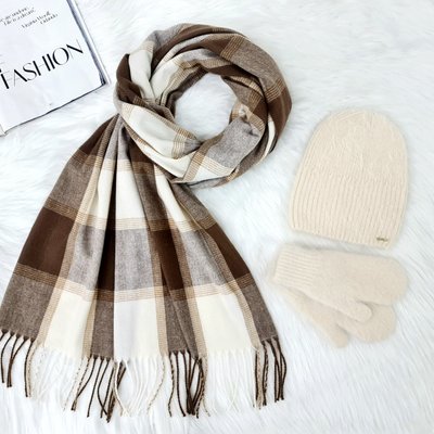 Комплект жіночий зимовий ангоровий (шапка+шарф+рукавиці) ODYSSEY 56-58 см бежевий 12434 - 8049 - 4148 юкка фото