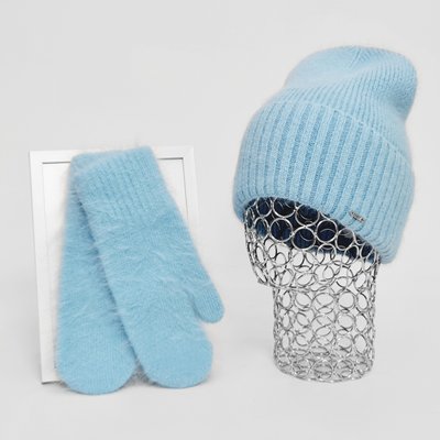 Комплект жіночий зимовий ангоровий (шапка+рукавиці) ODYSSEY 55-58 см Блакитний 12540 - 4145 12540 - 4145 фото