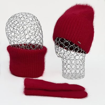 Комплект жіночий зимовий ангоровий (шапка+бафф+рукавиці) ODYSSEY 55-58 см Червоний 12195 - 13018 - 4125 12195 - 13018 - 4125 фото