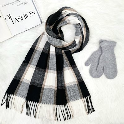 Комплект женский зимний (шарф+перчатки) M&JJ One size Серый + черный 8064 - 4110 8064 - 4110 фото